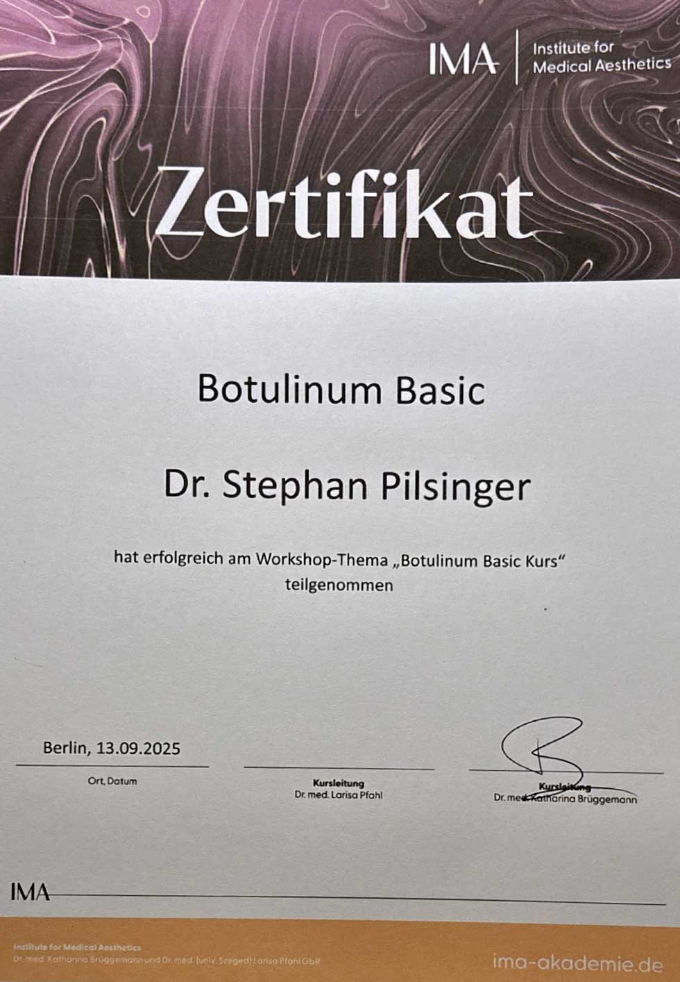 Hausarztpraxis Günzburg Weststadt Zertifikat Botulinum